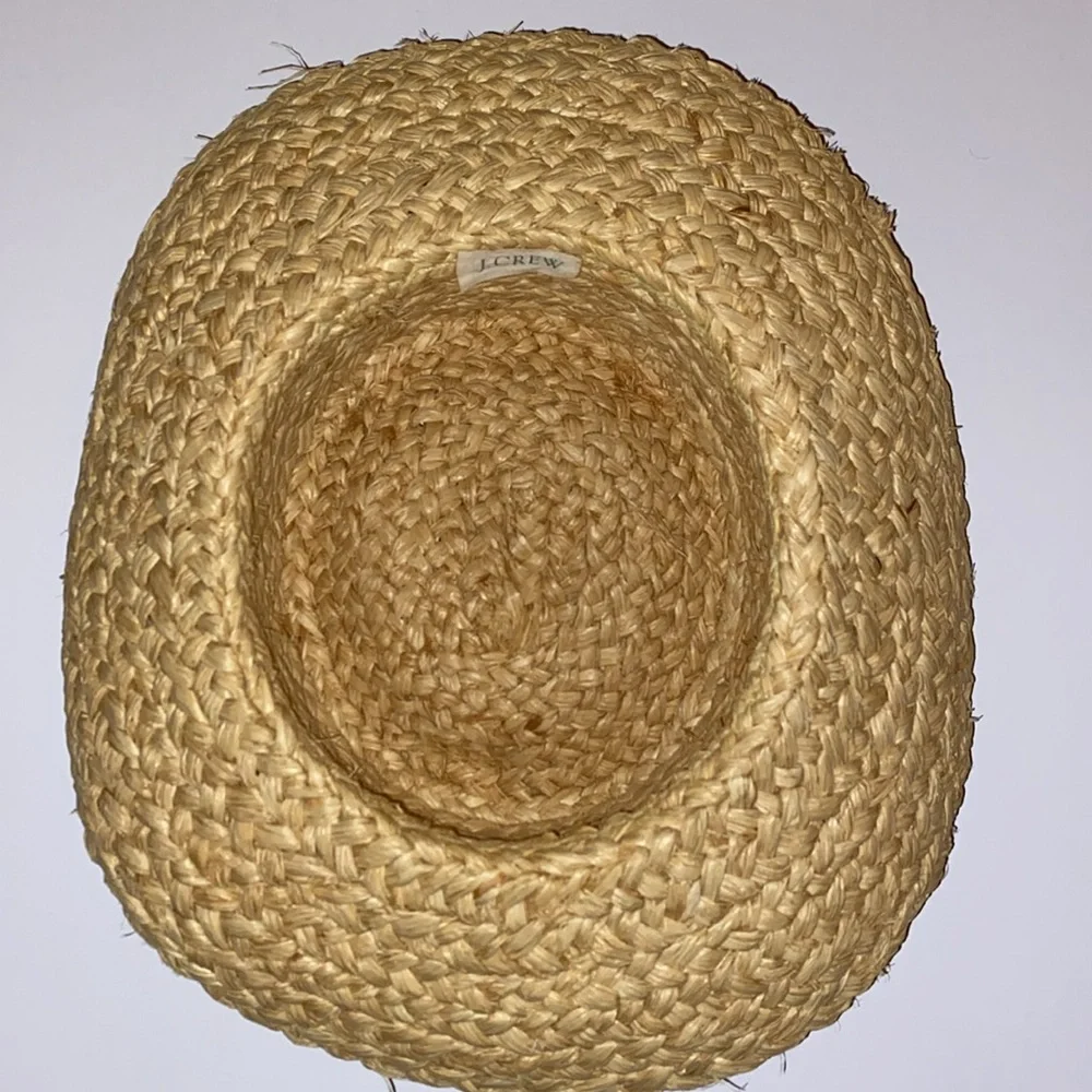 VTG J Crew Wide Braid Raffia Unisex Straw Sun Hat Size OS